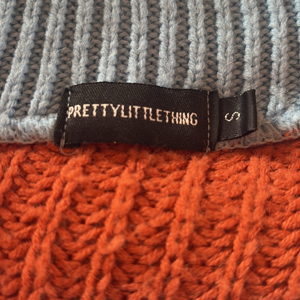 Pretty Little Thing Color Block Sweater Dress | baby blue m, cayenne, creme sz S - Picture 9 of 11